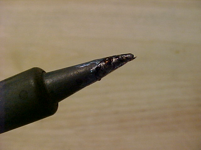 A dirty soldering iron tip